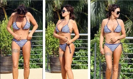 Diện bikini, Katie Price khoe dáng thon gọn bất ngờ hậu bị chê thô như đàn ông