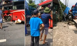 Container đấu đầu xe khách, người đón xe buýt chết thương tâm