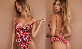 Kimberley Garner đầy khiêu khích với đồ bơi một mảnh ‘xẻ trên, khoét dưới’