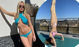 Caprice Bourret 'bốc lửa' với bikini ở tuổi 48, khoe kỹ năng yoga điêu luyện
