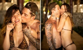 Sao lưỡng tính Bella Thorne mặc bikini bé xíu, 'dính như sam' bên bạn trai