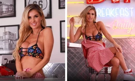 ‘Quốc bảo nhan sắc Ukraine’ hoá nữ phục vụ sexy với bikini 