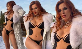 Sao lưỡng tính Bella Thorne diện nội y gợi cảm tạo dáng giữa trời tuyết