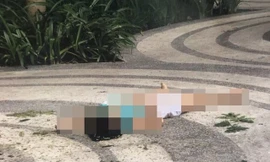 Hiện trường vụ nữ luật sư rơi từ tầng 18 xuống đất tử vong. Ảnh: DT