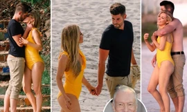 Vợ góa của ông trùm Playboy ‘khóa môi’ tình trẻ nồng nàn trên bãi biển