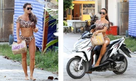 Katie Price mặc bikini, chân trần ‘cưỡi’ xe máy đi mua đồ ăn nhanh