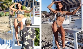 Mỹ nhân Anh gợi cảm khó cưỡng với bikini họa tiết da báo hậu giảm cân