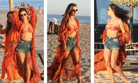 Alessandra Ambrosio mặc áo bơi bé xíu ‘quẩy’ hết mình trên bãi biển