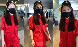 Hoa hậu Hoàn Vũ Trung Quốc Trương Manh đắp mặt nạ, đeo khẩu trang ở sân bay gây sốc