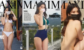 Người mẫu khỏa thân, đeo khẩu trang trên bìa ẩn phẩm ‘Đại dịch COVID-19’