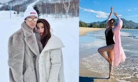 Sao Việt mồng 4 Tết: Hồ Ngọc Hà ôm ấp Lý Quý Khánh giữa tuyết trắng