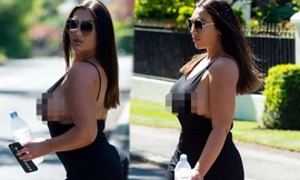 ‘Nóng mặt’ với bộ đồ khoét nách lộ vòng một không nội y của Lauren Goodger