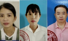 Trái sang: Bị can Nguyễn Thị Thùy Linh, Nguyễn Thị Phượng Hằng và Trần Tất Duy. Ảnh: Báo Tây Ninh