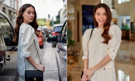 Hà Hồ xuất hiện cực xinh đẹp, không ngại đi giày cao gót ở tháng thứ 5 mang song thai