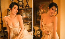 Thúy Ngân 'Gạo nếp gạo tẻ' trễ nải vòng một táo bạo