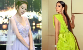 Hoàng Thuỳ diện váy dài hơn 3m đi tiệc, Á hậu Thuý Vân khoe vòng 1 nóng bỏng