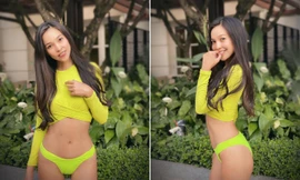 Hiền Thục diện bikini màu xanh neon bé xíu, khoe dáng nóng 'bỏng mắt' dù xấp xỉ tuổi 40