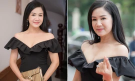 NSND Thu Hà 'Lá ngọc cành vàng' mặc xẻ sâu, khoe vòng một quyến rũ ở tuổi 51