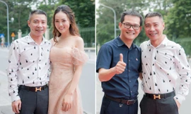 Bạn gái khoe vai trần gợi cảm, tháp tùng NSND Công Lý đi sự kiện