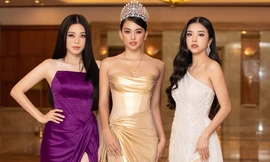 Dàn Hoa hậu, Á hậu lộng lẫy khoe sắc trên thảm đỏ họp báo Hoa hậu Việt Nam 2020