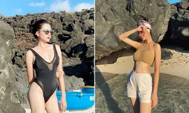 Á hậu Thuý An, Hoa khôi Thuý Vi khoe dáng nóng bỏng với áo tắm trên đảo Lý Sơn