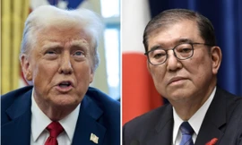 Tổng thống Mỹ Donald Trump và Thủ tướng Nhật Bản Shigeru Ishiba. (Ảnh: EPA)