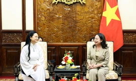 Phó Chủ tịch nước Võ Thị Ánh Xuân tiếp nữ phi hành gia gốc Việt Amanda Nguyễn. Ảnh: VGP