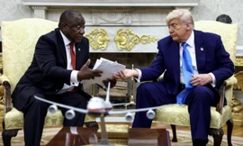 Tổng thống Nam Phi Cyril Ramaphosa bị ông Trump làm khó ở Nhà Trắng với cáo buộc diệt chủng. (Ảnh: Reuters)