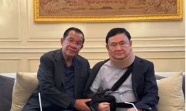 Ông Hun Sen sang Thái Lan thăm ông Thaksin tháng 2/2024. (Ảnh: Fb)