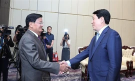 Chủ tịch nước Lương Cường tiếp Tổng Bí thư, Chủ tịch nước Lào Thongloun Sisoulith tại Hà Tĩnh ngày 28/4. Ảnh: TTXVN