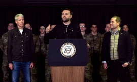 Phó Tổng thống Mỹ JD Vance phát biểu tại căn cứ quân sự Mỹ tại Pituffik, Greenland, ngày 28/3. (Ảnh: Reuters)