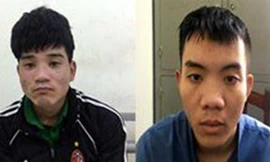 Hai đối tượng tại cơ quan công an.