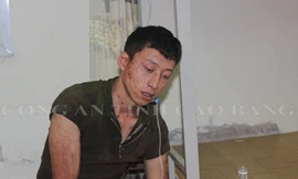 Đối tượng Khánh sau khi bị bắt giữ. Ảnh: Công an tỉnh Cao Bằng cung cấp.