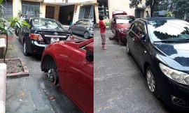 Gần 10 chiếc ô tô bị kẻ lạ mặt đâm thủng lốp ở Hà Nội