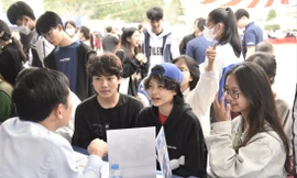 Thí sinh tìm hiểu thông tin tuyển sinh ĐH năm 2024 Ảnh: Nghiêm Huê
