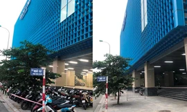 Bãi xe lậu tại ga Cát Linh (trái) sau khi bị giải tỏa ngày 8/11 (phải) Ảnh: Anh Trọng 