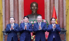 Tổng Bí thư Tô Lâm, Chủ tịch nước Lương Cường, Thủ tướng Chính phủ Phạm Minh Chính và Chủ tịch Quốc hội Trần Thanh Mẫn Ảnh: Lâm Khánh