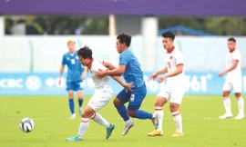 Olympic Việt Nam có khởi đầu tốt ở Asiad 19 khi đánh bại Mông Cổ 4-2 ảnh: Linh Hoàng