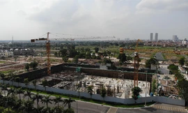 Móng tòa nhà chung cư dự án An Lạc Green Symphony thi công không phép chỉ bị lập biên bản khi có sự phản ánh của báo chí. Ảnh: Hiểu Minh 