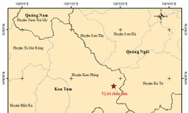 Tâm chấn (dấu sao) trận động đất mạnh nhất tại Kon Tum thời gian qua. Nguồn: Trung tâm Báo tin động đất và cảnh báo sóng thần 