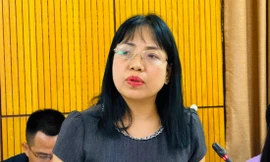 Bà Nguyễn Thị Minh Phương (Phó Cục trưởng Cục Quản lý và xử lý vi phạm hành chính, Bộ Tư pháp) tại buổi họp báo