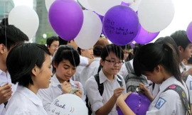 Học sinh trường Ams rạng rỡ dưới khoảng trời tím