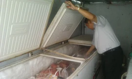 Số thịt heo trộn đà điểu bị phát hiện.