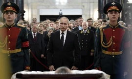 Tổng thống Putin dự đám tang của đại sứ Nga tại Thổ Nhĩ Kỳ Andrey Karlov. Ảnh: Sputnik.