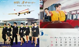 Các tiếp viên hàng không trên bộ lịch của Triều Tiên (Ảnh: Yonhap)