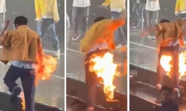 Nam ca sĩ bị bén lửa trên sân khấu
