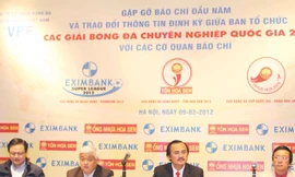 Lãnh đạo VPF tuyên bố sẽ “kêu” lên cấp cao hơn nếu không hài lòng với kết luận thanh tra của Bộ VH-TT&DL về hợp đồng bản quyền truyền hình bóng đá Ảnh: VSI