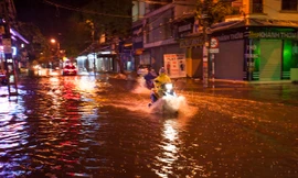 Chỉ trong đêm 7/11, mưa lớn làm các tuyến đường Đặng Thái Thân, Trần Phú đã bị ngập sâu, nhiều điểm hơn 30cm.