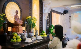 Sự hài hòa trong không gian thờ kết hợp hiện đại và truyền thống