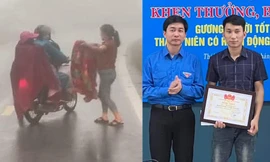 Chàng trai 9x tặng chăn, góp tiền giúp đỡ gia đình đội mưa về quê